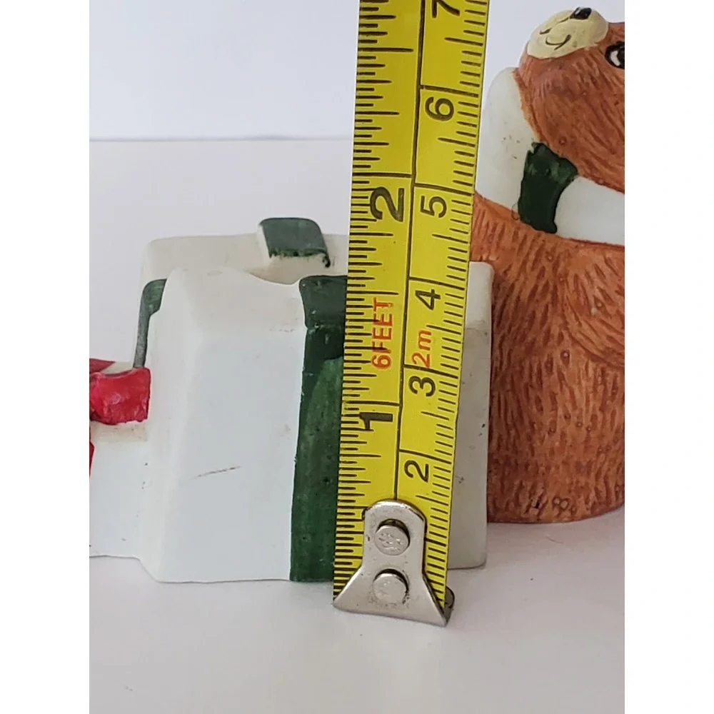 Vintage Giftco Inc Christmas Teddy Bear Ceramic Votive Candle Holder Presents